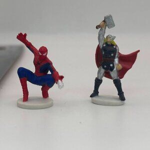 Rare Marvel Series Zerboz Heroics Mini Action Figures Thor and Spiderman